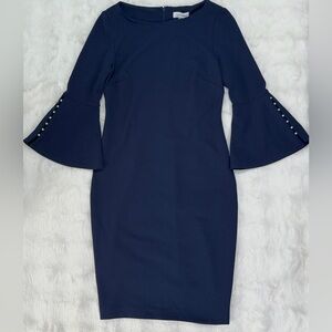 Calvin Klein Bell Sleeve Dress Navy 4